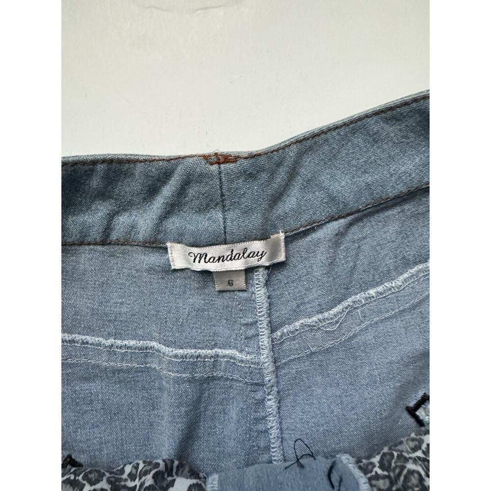 Vintage Mandalay Designs Embroidered Beaded 90s Flare Denim Jeans In Blue Size 6 - Picture 5 of 5
